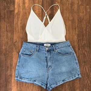 Denim shorts and bodysuit